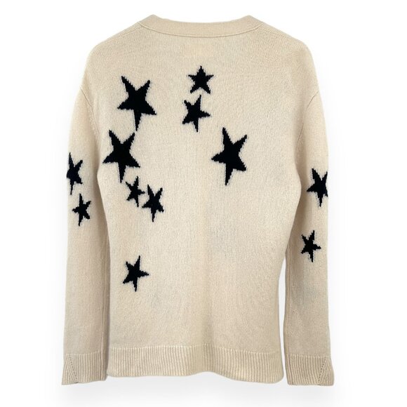 Zadig & Voltaire Cream White "Mirka" Star Motif Cashmere Cardigan sz M - Picture 2 of 7